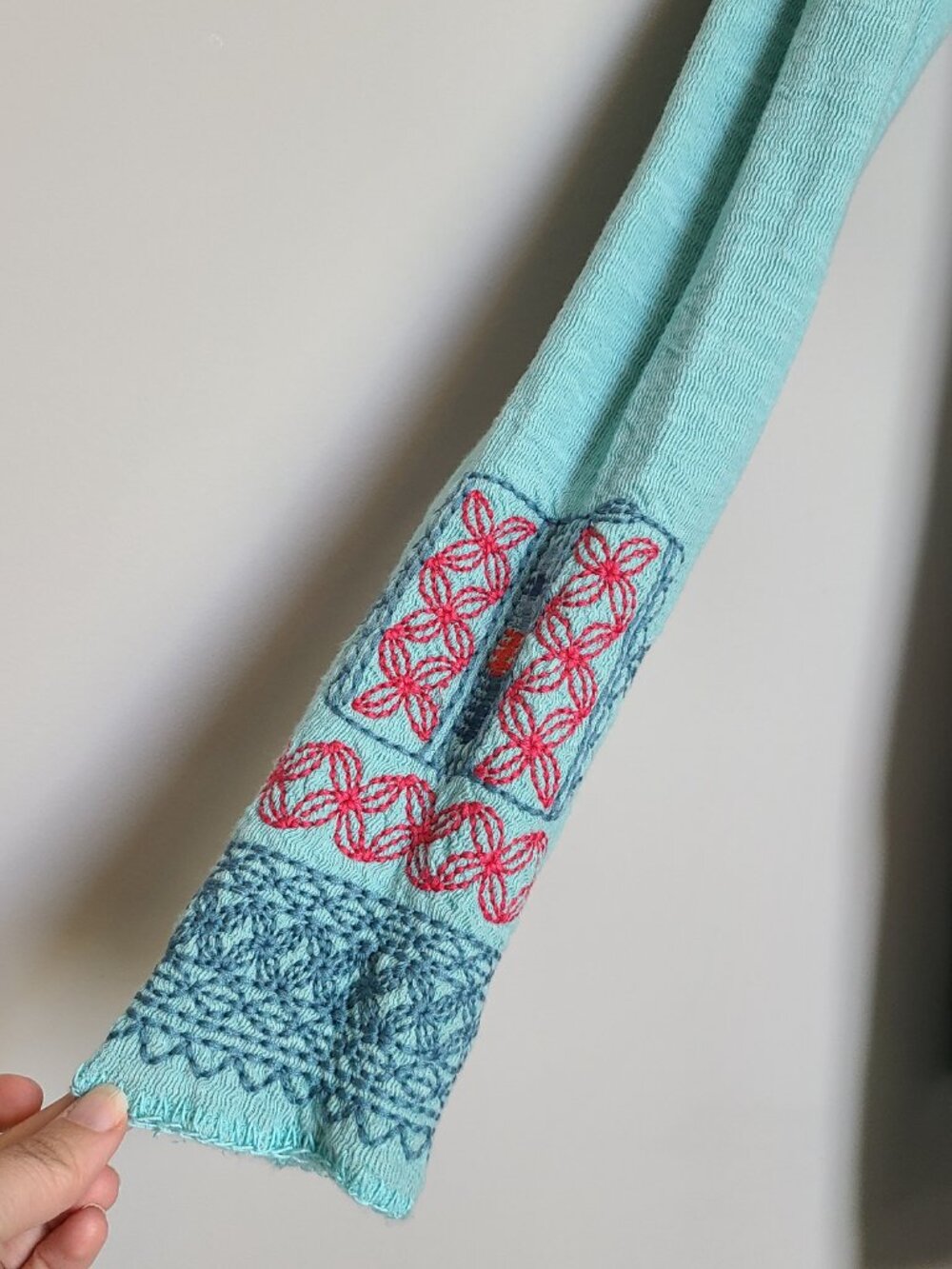 Biya Johnny Was Turquoise Embroidered Open Front Cardigan Size Medium - Picture 4 of 6